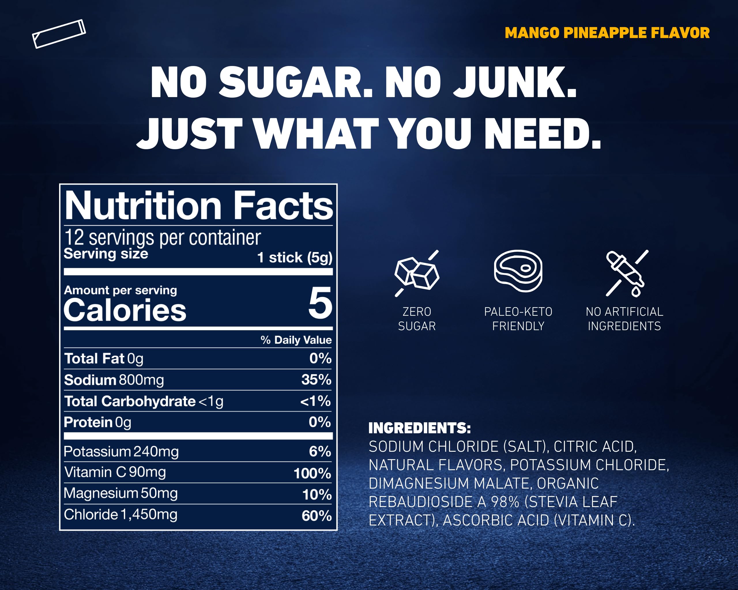 Mango Pineapple Electrolytes On-The-Go Packets 12x