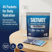 45 packets for daily hydration, made with potassium citrate for a smoother raw taste. HSA/FSA eligible, no sugar, no flavoring.