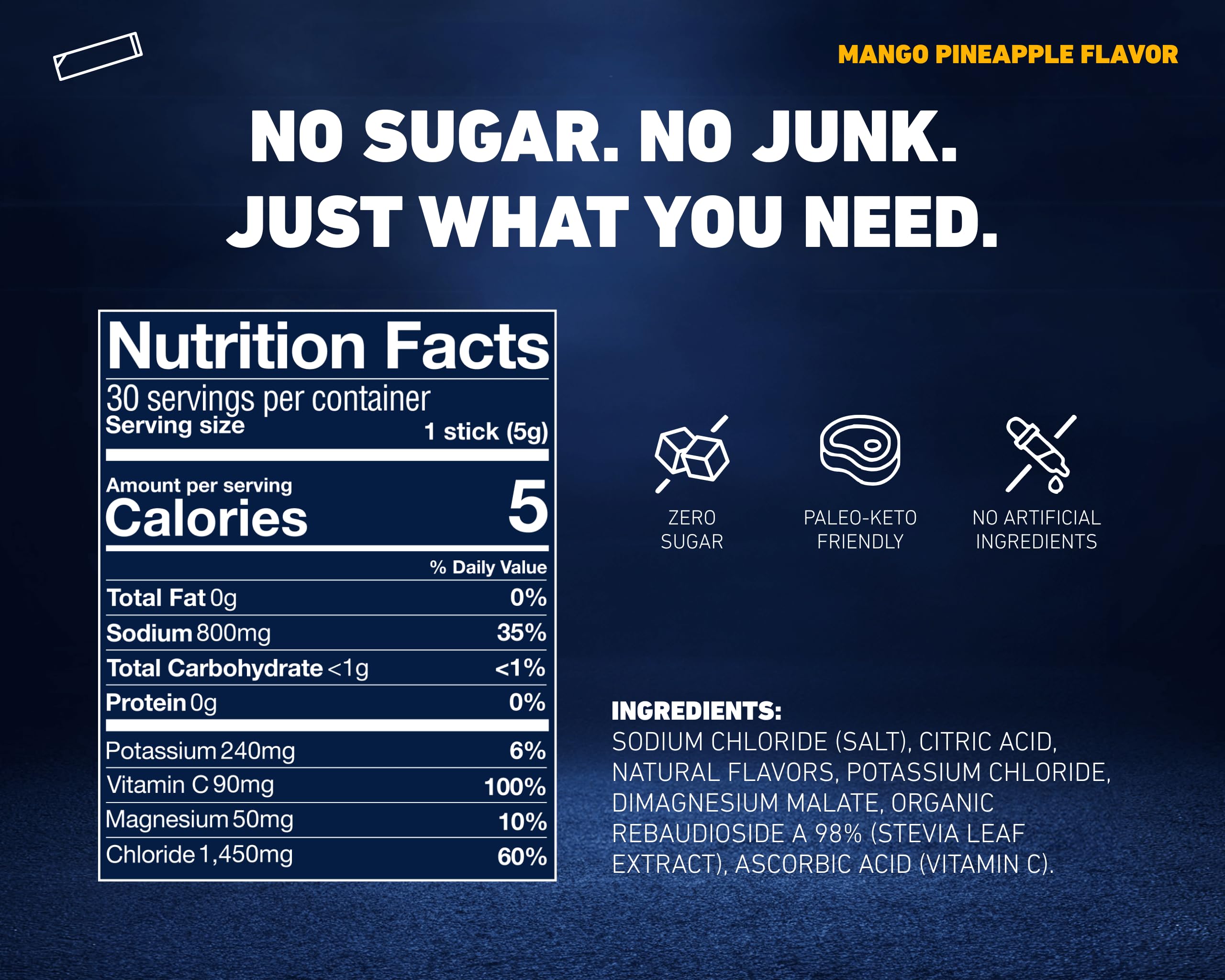 Mango Pineapple Electrolytes On-The-Go Packets 30x