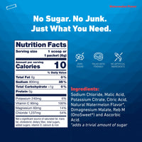 Nutrition Facts for Watermelon: 10 calories, 800mg sodium, 240mg potassium, 90mg vitamin C, 60mg magnesium per serving. Sweetened with Reb M, no sugar, no artificial ingredients.
