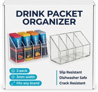 Saltivate acrylic drink packet organizer 2-pack, clear with removable dividers
