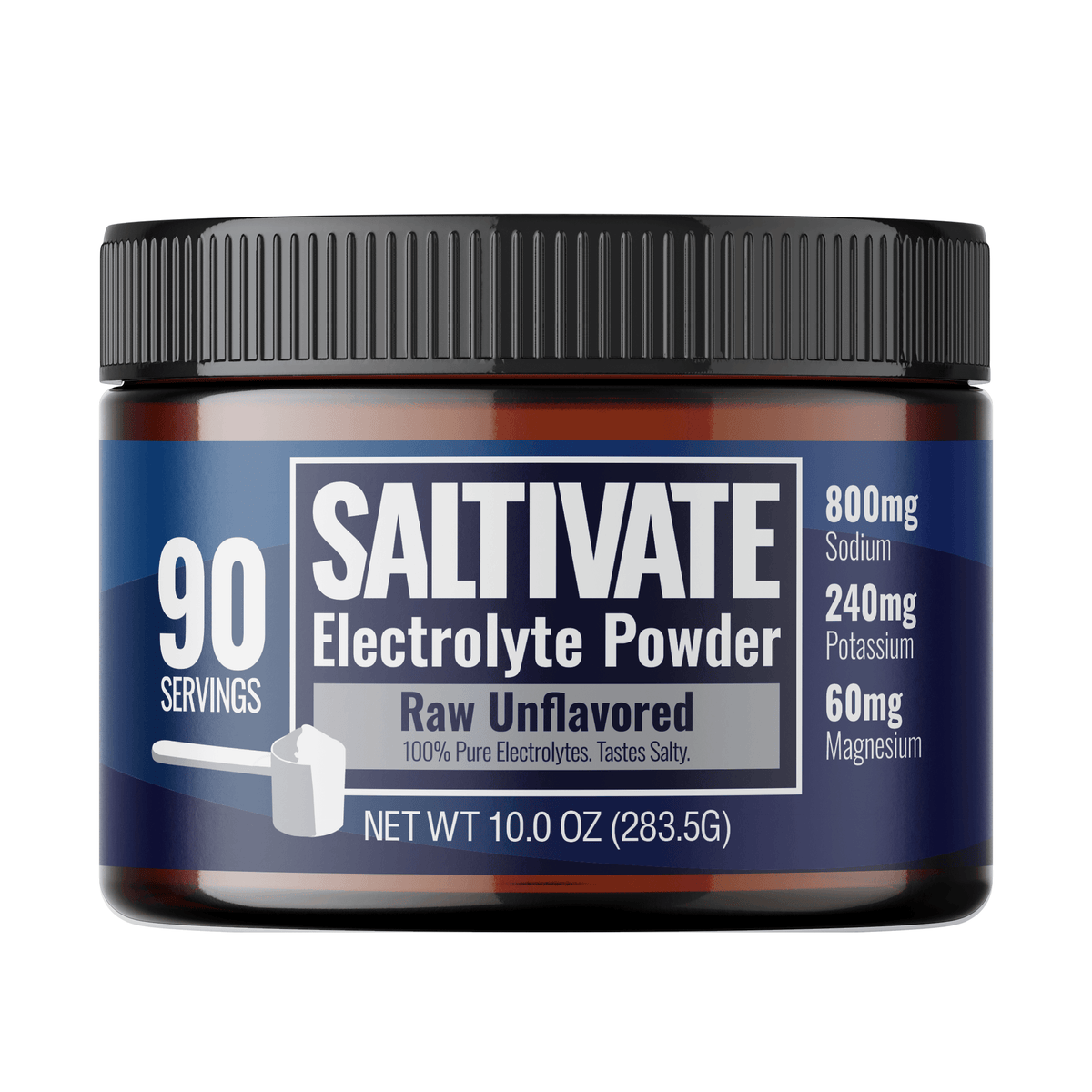 Saltivate Raw Unflavored electrolyte drink mix jar
