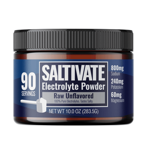 Saltivate Raw Unflavored high-sodium electrolyte drink mix, 90-serving jar, sugar free