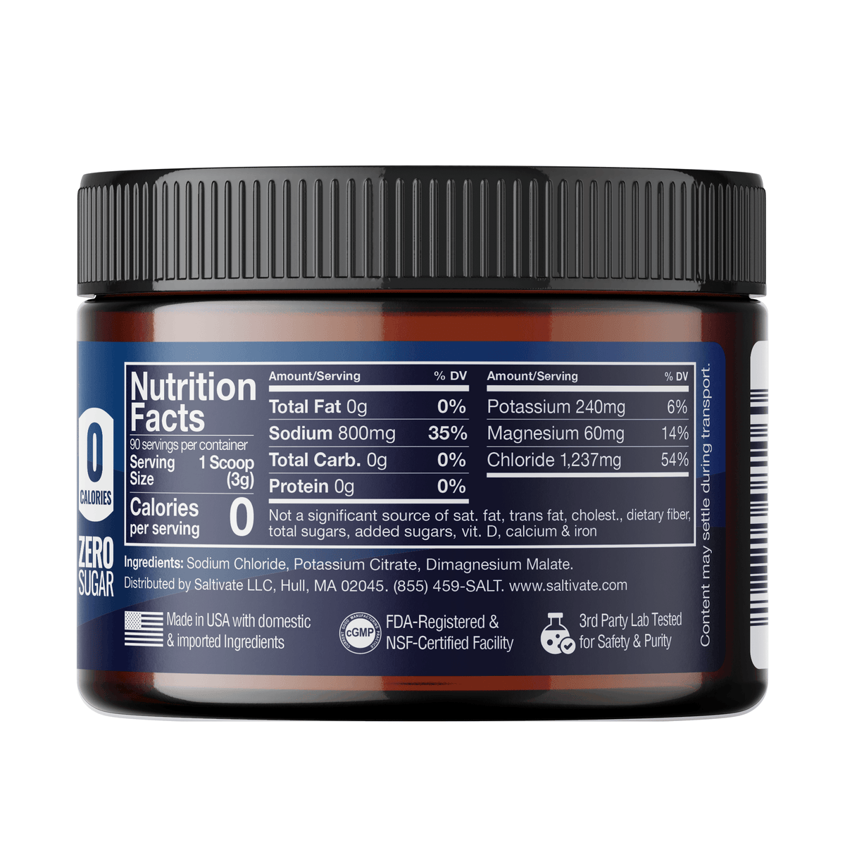 Raw Unflavored Electrolytes Jar, right side