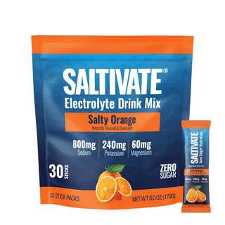 Saltivate Orange high-sodium electrolyte drink mix, 30-count stick packs, sugar free