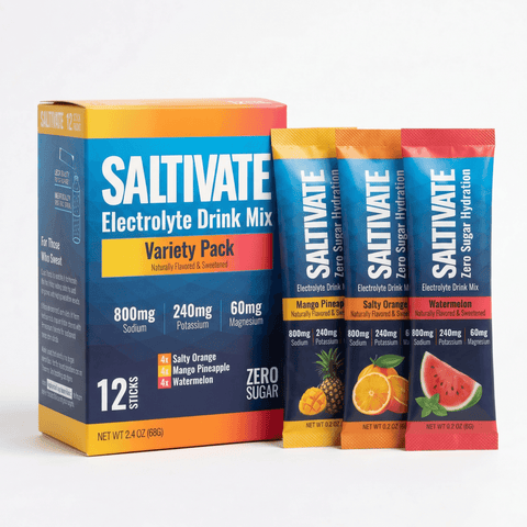 Saltivate Variety Pack electrolyte drink mix, 12-count stick packs, zero sugar and no stevia