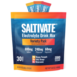 Saltivate Variety Pack high-sodium electrolyte drink mix, 30-count stick packs, sugar free
