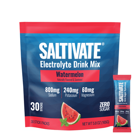 Saltivate Watermelon high-sodium electrolyte drink mix, 30-count stick packs, sugar free