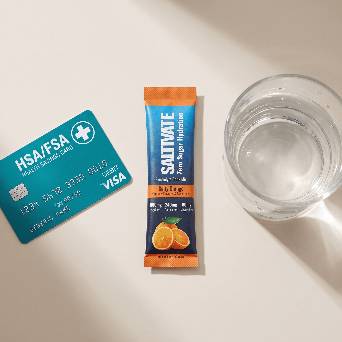 Saltivate electrolytes with an HSA/FSA benefits card