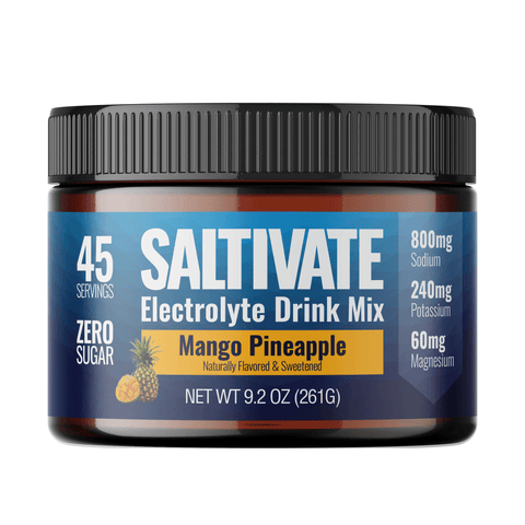 Saltivate Mango Pineapple high-sodium electrolyte drink mix, 45-serving jar, sugar free