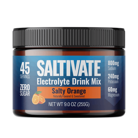 Saltivate Orange high-sodium electrolyte drink mix, 45-serving jar, sugar free