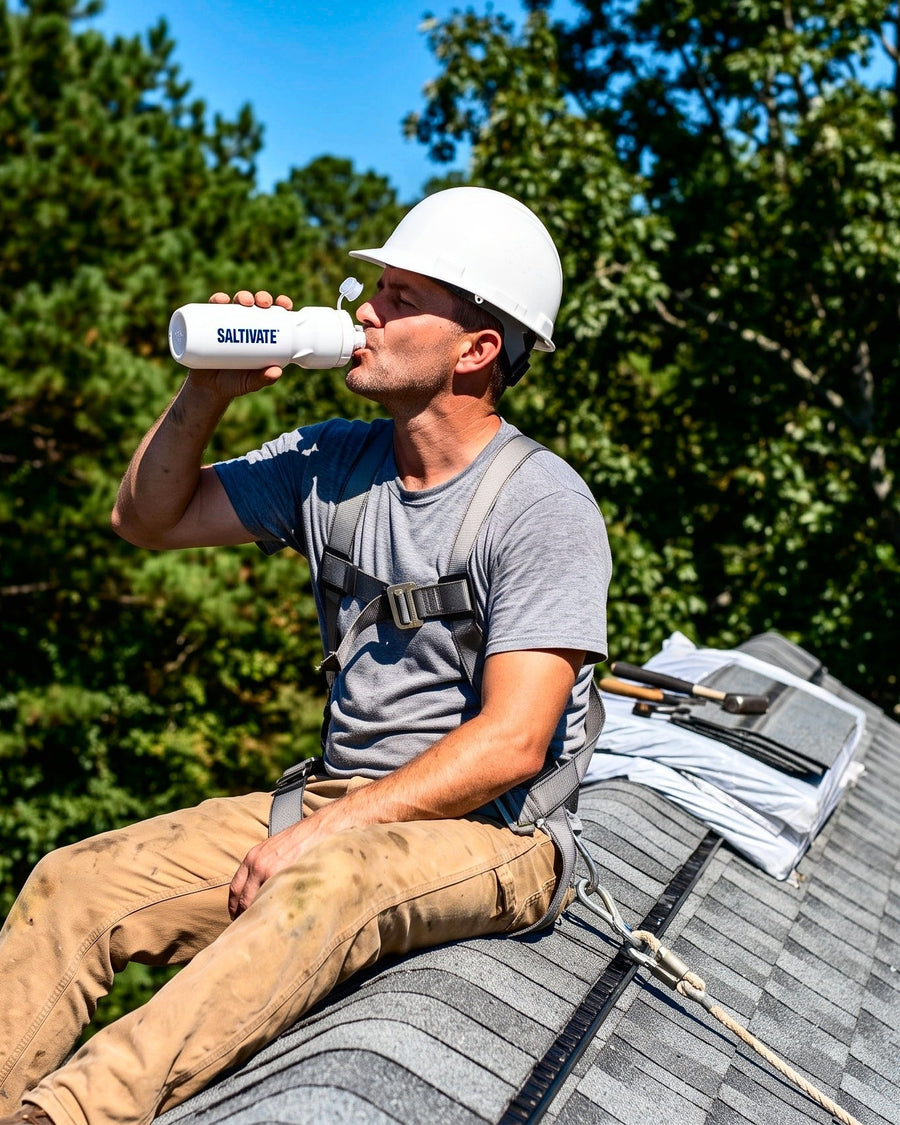 A roofer at work in the sun